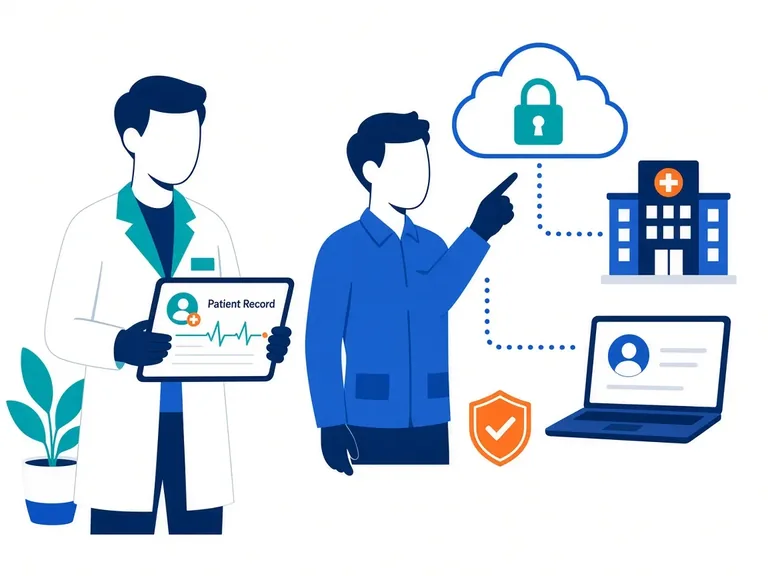 Clinician and engineer with secure patient records