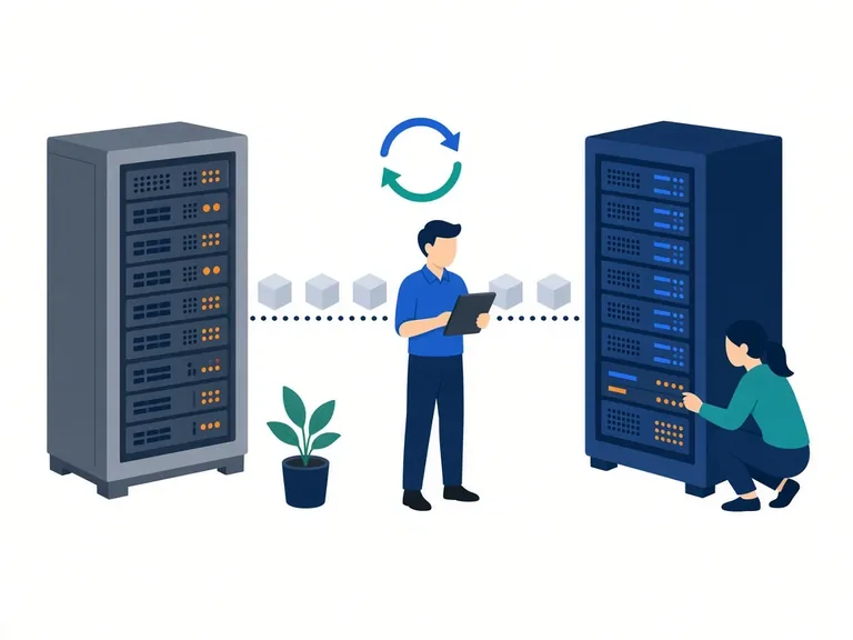 Virtual machines moving between two server racks